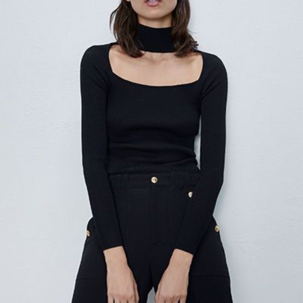 ZARA cut out ribbed long sleeve top. NWT